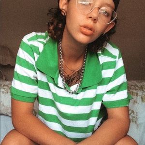Green striped polo